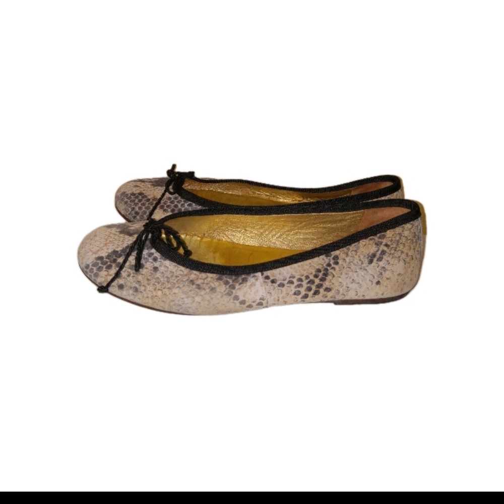 fs/ny Beige Black Snake Skin Ballet Flats 6 B